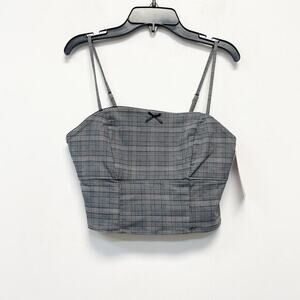 Wild Fable Women's Woven Tank Top Gray Plaid‎ Size Small